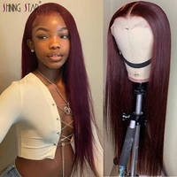 peruvian lace front human hair wigs straight 13x4 lace frontal wig for women burgundy 99j human hair lace front wig shining star