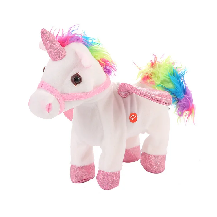 

30Cm 0.3 Kg Pegasus Unicorn Horse Ponies Electric Walking Singing and Dancing Led Plush Doll Toys ( Without Battery)