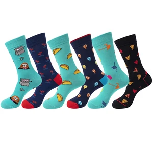 Harajuku стиль Счастливые мужские носки смешной чесаный хлопок платье повседневные Свадебные носки красочные воздушные шары пиццы Новинка скейтборд носки