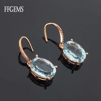 ffgems natural aquamarine big stone light blue sterling 925 silver earring fine jewelry for women party wedding gift wholesale