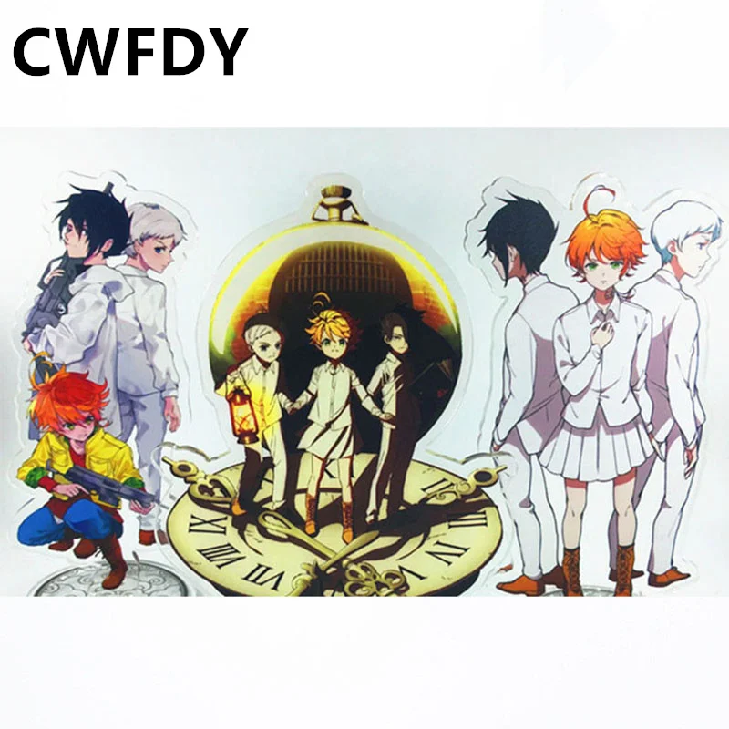 

New Anime The Promised Neverland Keychain Emma Norman Ray Two Sided Acrylic Stand Model Plate Key Chain For Fans Collection 15cm