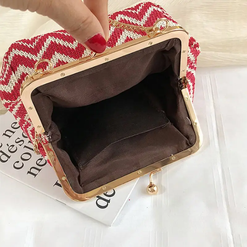 Женская соломенная сумка в стиле ретро круглая плетеная сумочка из ротанга