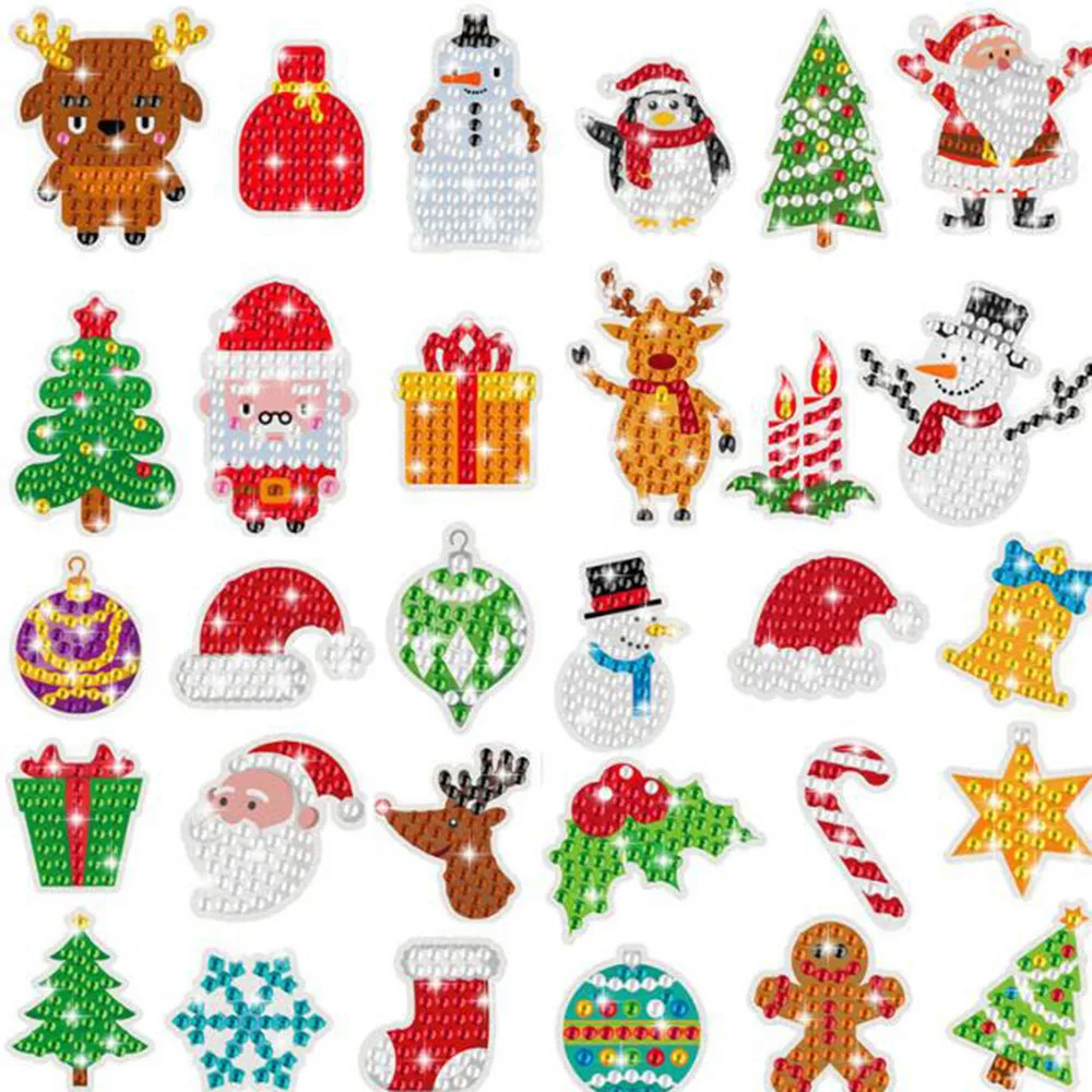 

5D DIY алмазная живопись, наклейка, рождественский стиль, детская круглая Алмазная наклейка, Двусторонняя наклейка, Рождественский набор, под...