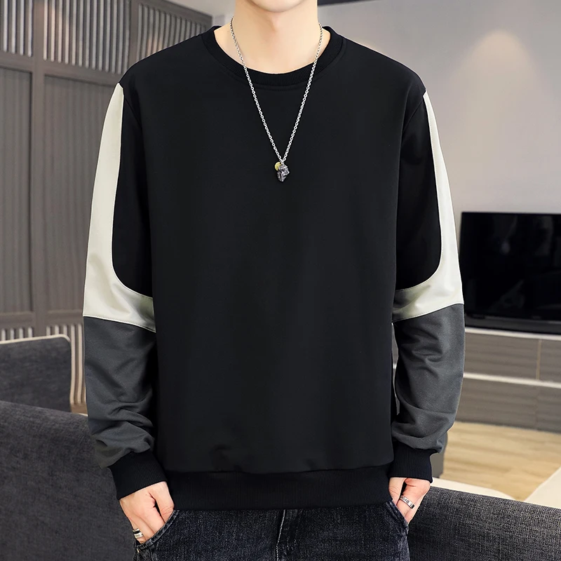 

Модная толстовка мужская с круглым вырезом и длинными рукавами в Корейском стиле, Спортивная повседневная свободная уличная одежда в стиле...