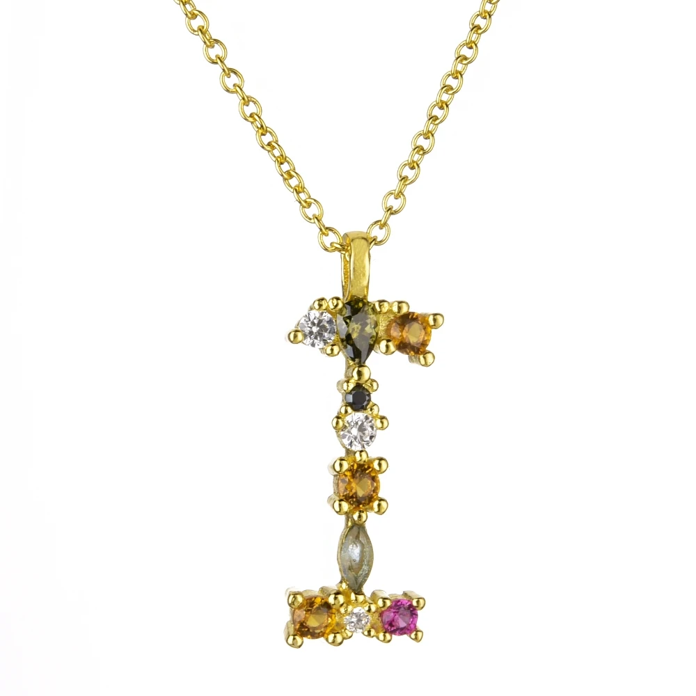 Gold I Altruist 925 пробы серебро I Am Initial C P кулон Nekclace Красочный Кристалл Мини-проба Длинная цепочка регулируемое ожерелье ювелирные изделия - Окраска металла: Gold I