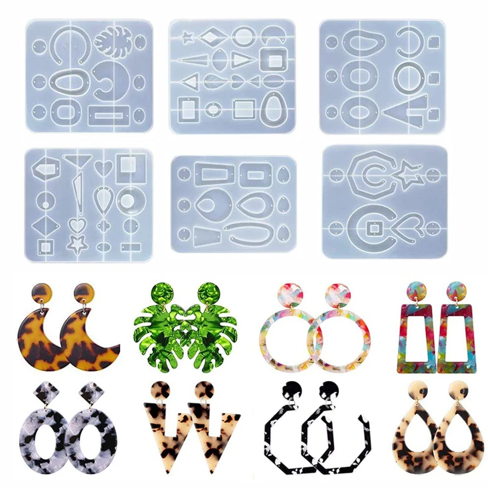 

Прозрачная форма для эпоксидной смолы, УФ-клей, форма для сережек и подвесок, силиконовая форма, креативные формы «сделай сам», инструменты ...