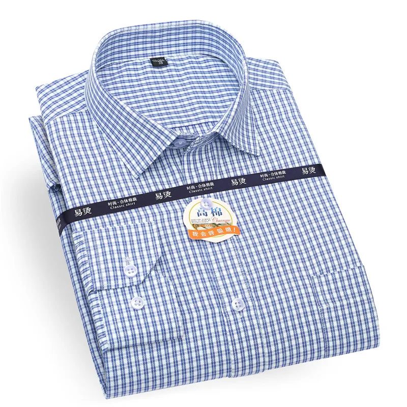 

Men Plaid Shirt Long Sleeve Regular Fit Mens Striped Shirts with Chest Pocket Square Collar Checkered Shirts for Men 2020 New