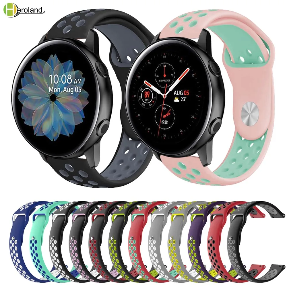20 22 мм силиконовый ремешок для часов Samsung Galaxy Watch Active 2 40 44 мм/Galaxy 42 46 браслет HUAWEI GT