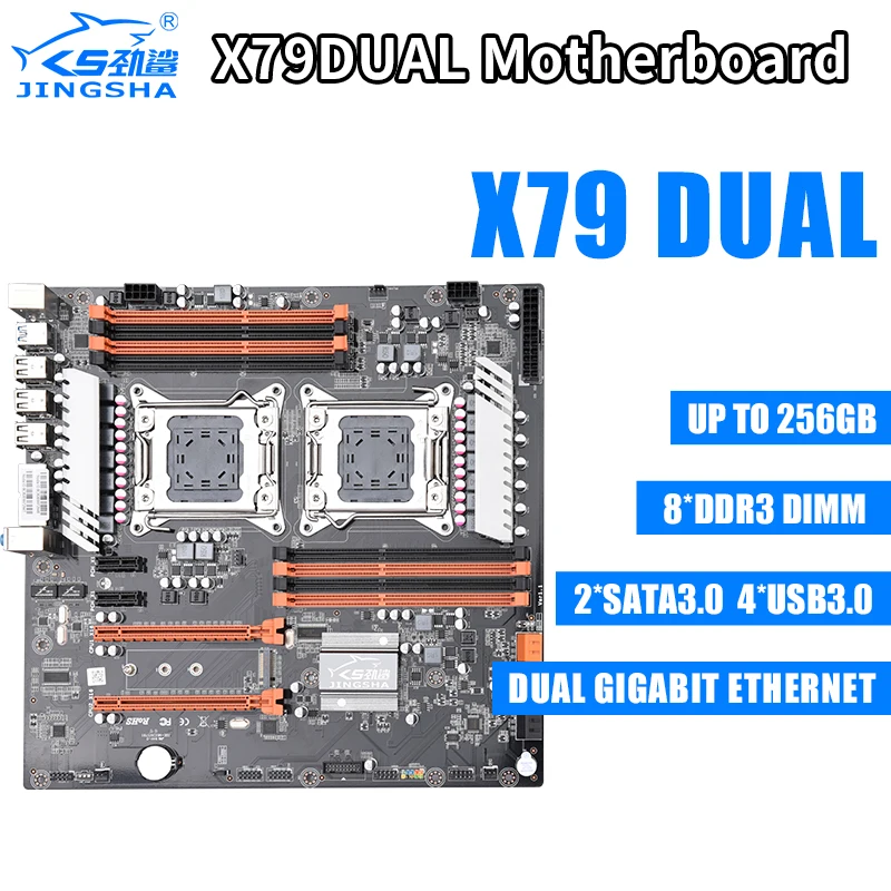 Материнская плата JINGSHA X79 с двумя процессорами LGA2011 SATA3.0 ATX 8 каналов двойной