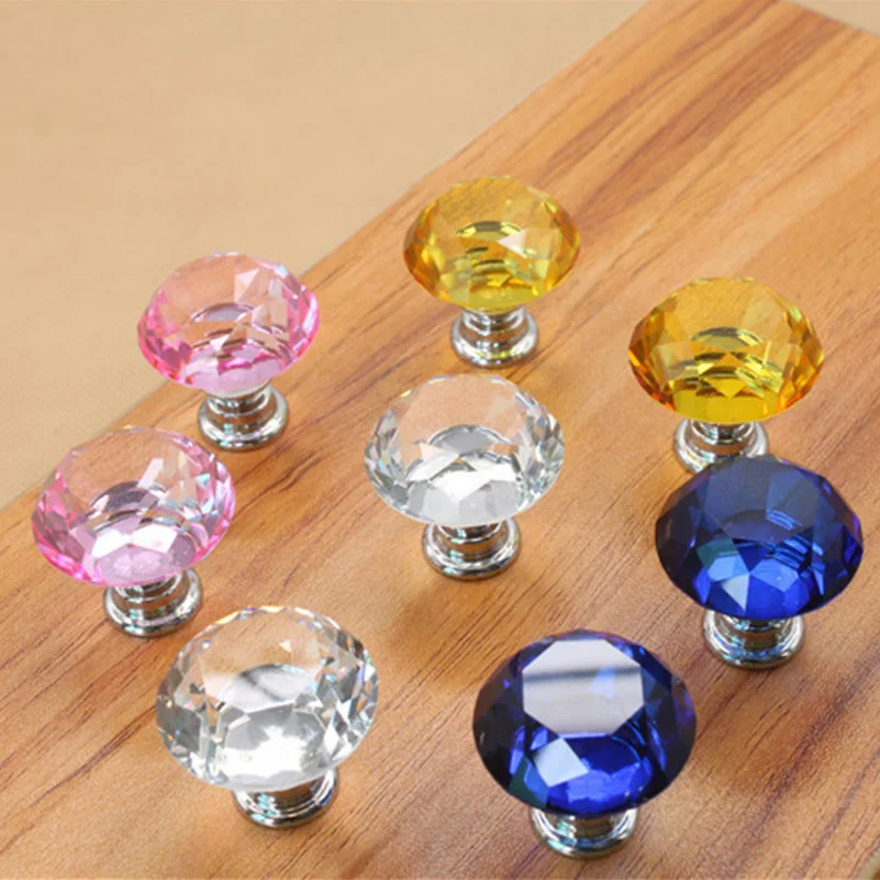 30 мм Алмазное Хрустальное стекло для ящиков дверей шкафов ручки вытяжных ручек
