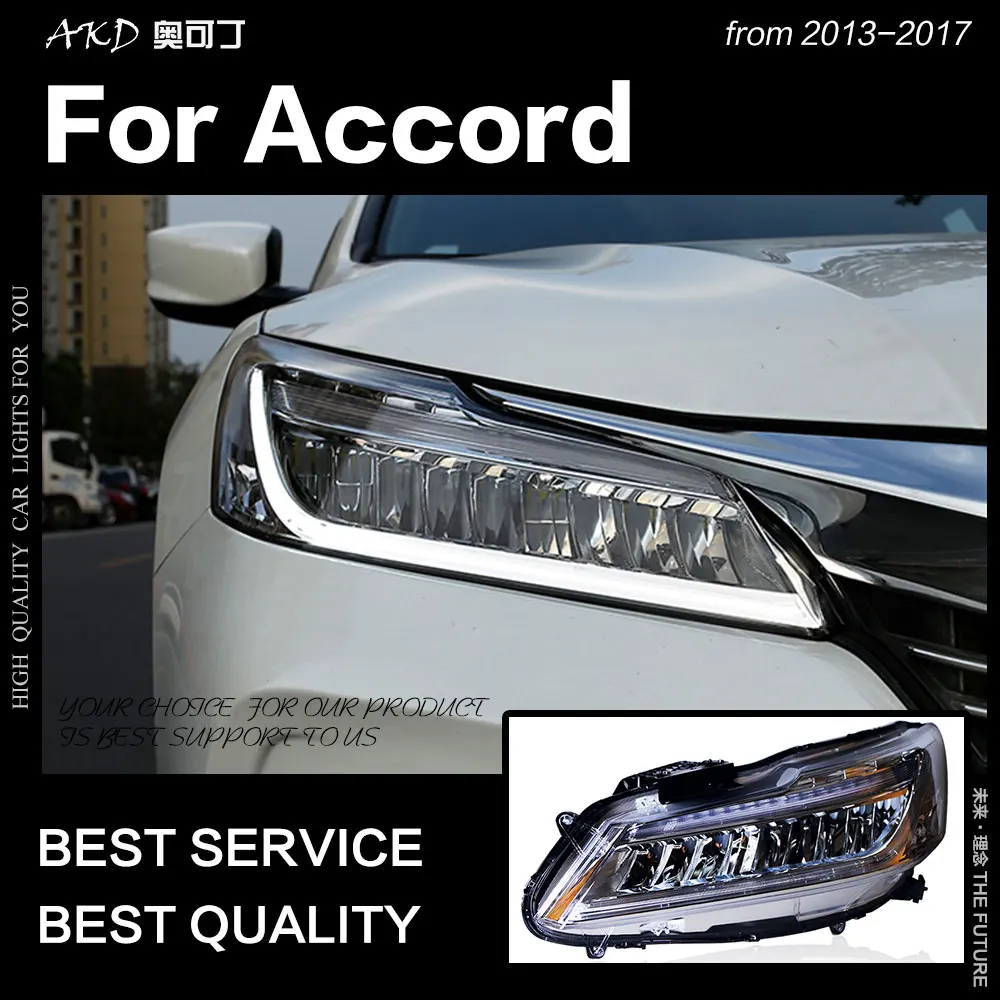 AKD автомобильный Стайлинг налобный светильник для Accord s 2013 2017 новый светодиодный
