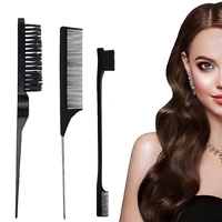 new professional barbershop hairdressing comb set double sided edge control brush hairline brush and rat tail comb