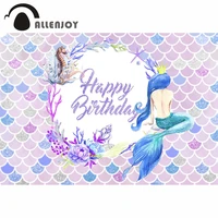 allenjoy mermaid birthday backdrop for girl undersea fish scales seahorse coral flower princess photography background banner