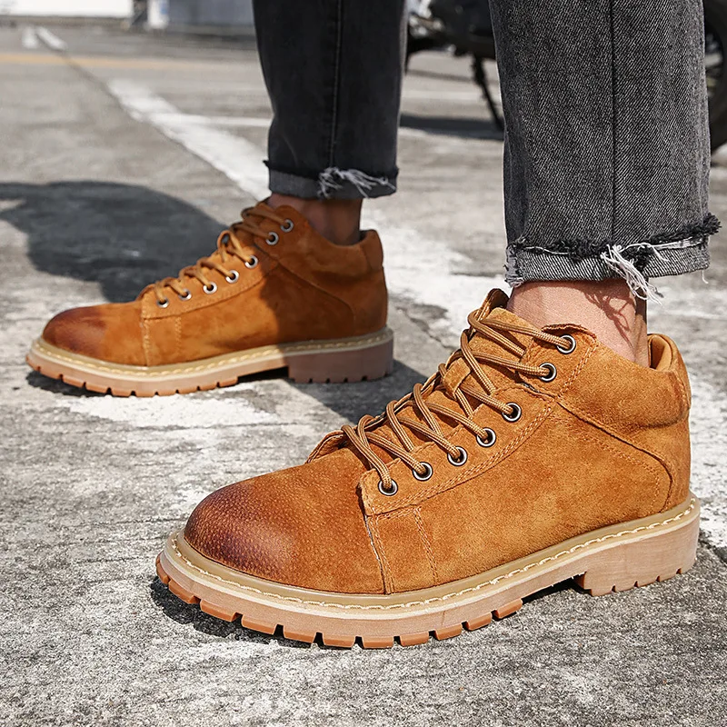 Мужские ботинки в стиле Ретро из натуральной кожи |