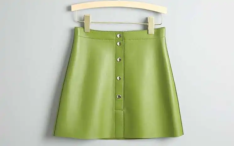 

Spring 2021 Autumn women's high-rise leather skirts high quality genuine leather A-line skirt B801