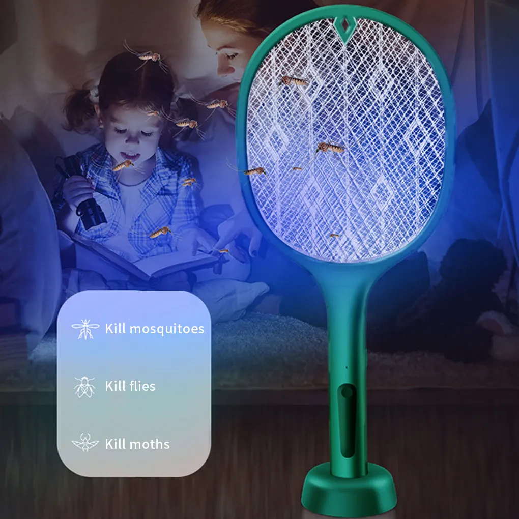 

Electric Flies Swatter Killer with UV Light USB Rechargeable LED Lamp Summer Mosquito Trap Racket Anti Insect Bug Zapper