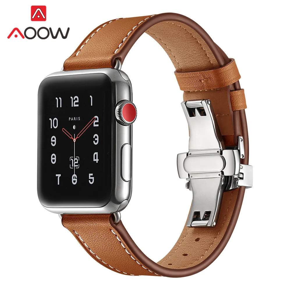 Ремешок для часов из натуральной коровьей кожи для Apple Watch 40 мм 44 мм 38 мм 42 мм 4 iwatch роскошный браслет из розового золота с бабочкой