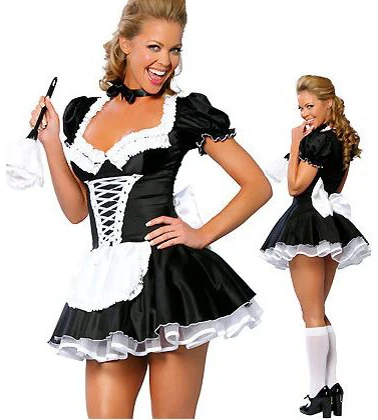 Plus Size Sexy French Maid Cosplay Lingerie Halloween Costume for Women - Exotic Servant Outfit image 6