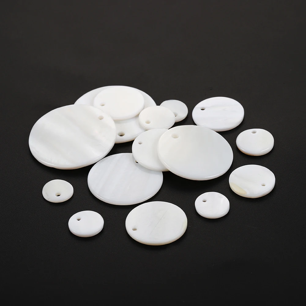 10-30pcs/lot Round Natural Shell Pendant Mother of Pearl Charms Necklace Pendants for DIY Earring Jewelry Finding | Украшения и