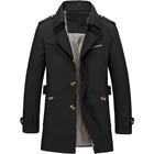 Куртка мужская длинная деловая, Повседневная ветровка, тренчкот, модное пальто, весна-осень 2021