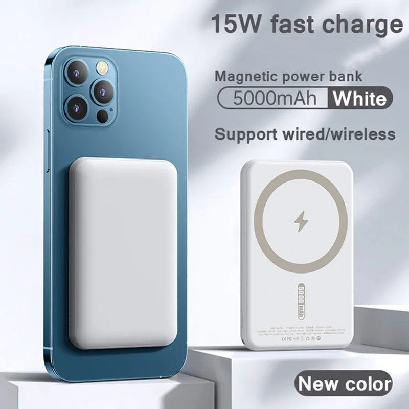 

5000mAh 1:1 NEW Portable Magnetic Wireless Power Bank 18W Fast Charger For iPhone 13 12 Pro Max Mini PowerBank External Battery