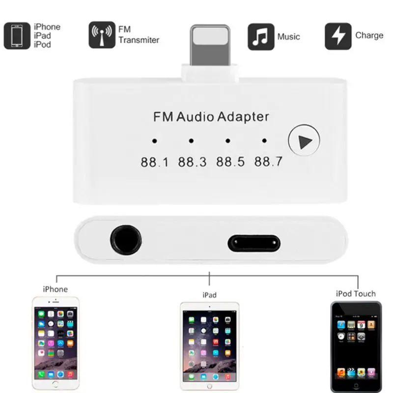 for lightning fm audio adapter fm aduio transmitter kit adapter for iphone free global shipping
