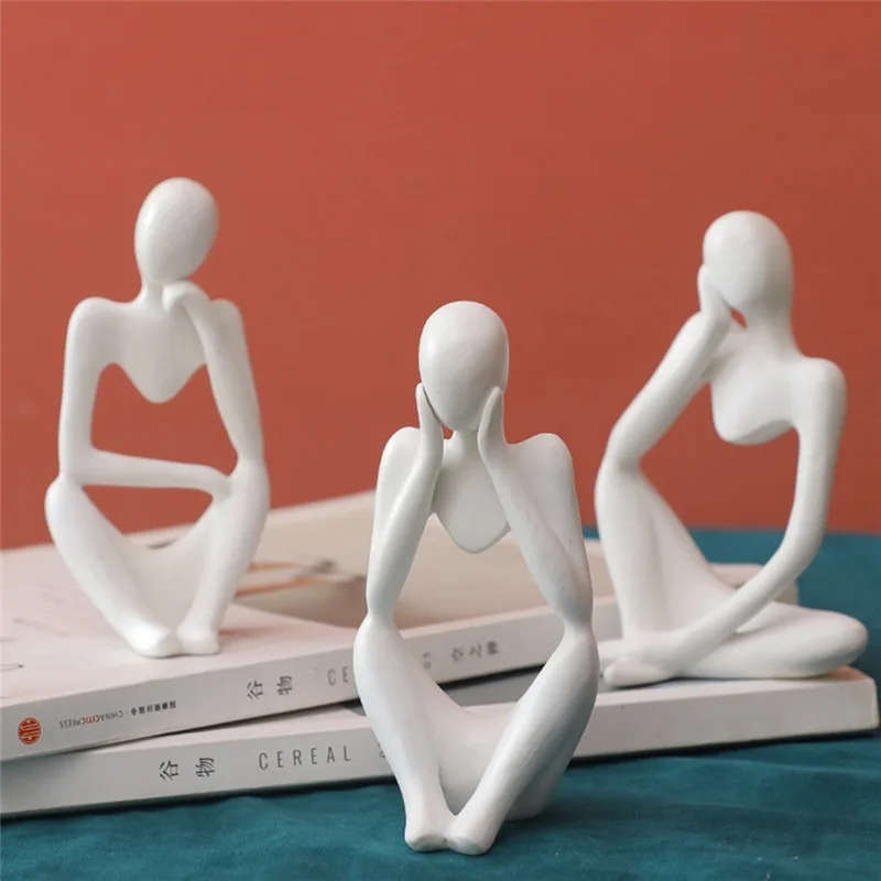 

Thinker Sculpture Creative Figurine Home Sandstone Shelf Modern Statues Abstract Thinker Figurine Statue for Home Decor Office