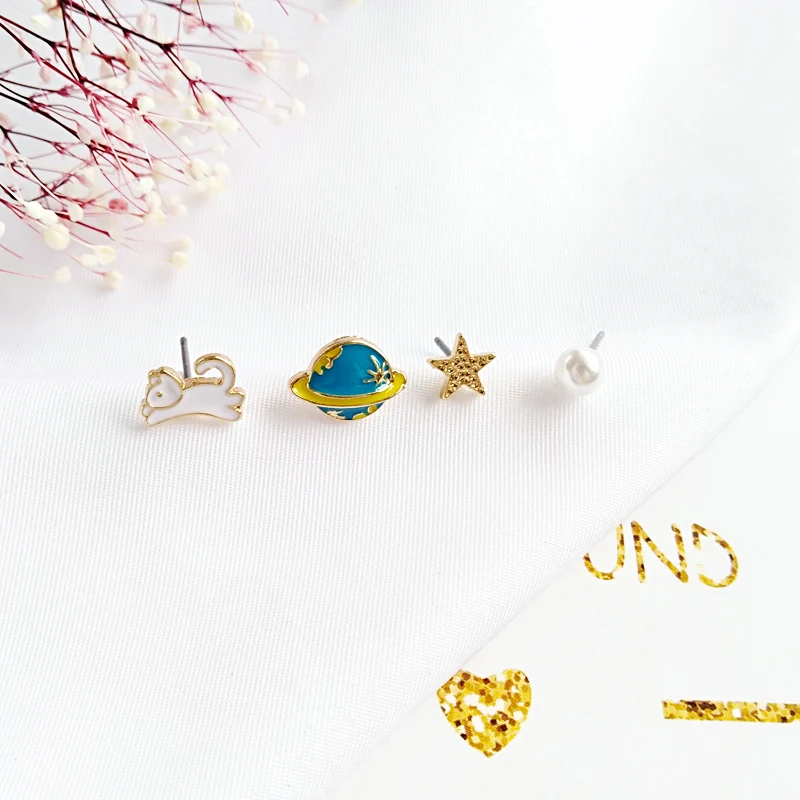 3 шт./комплект женские серьги гвоздики в виде планеты|Серьги-гвоздики| |