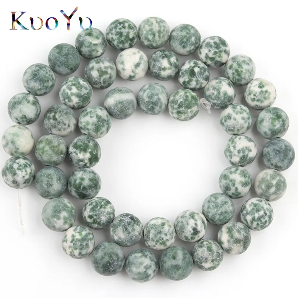 Натуральный Матовый камень зеленый точечный бисер каменные бусины для