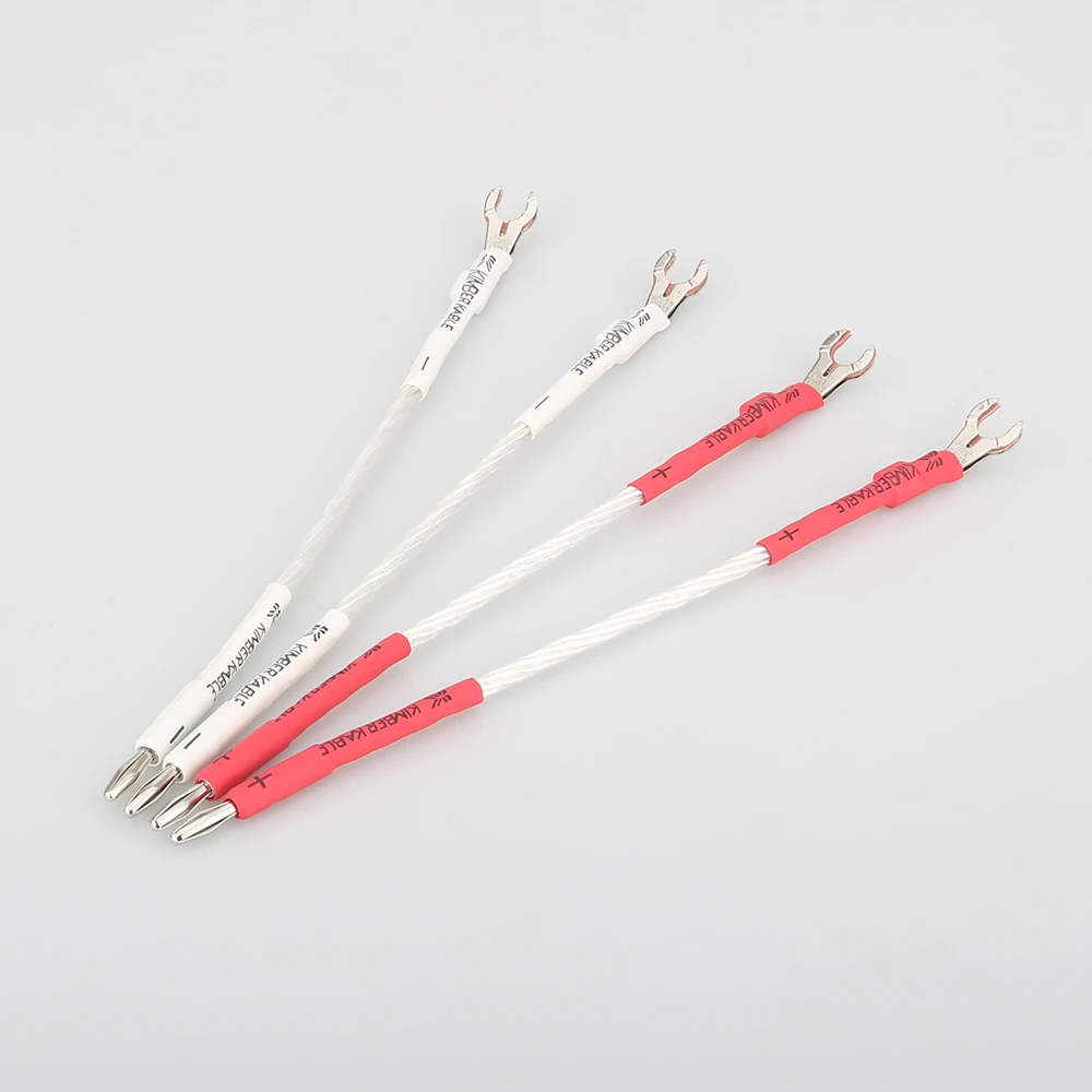 

New Audiocrast 8AG Silver Plated JUMPER LINKS Performance Speaker Cable 4 x 20cm Banana Plugs - Spades