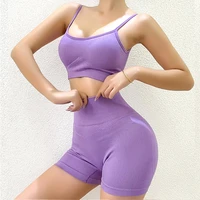 women summer sports suits sleeveless crop cami tops blousecord shorts outfits set sport suit slim sexy clothing set 4 0