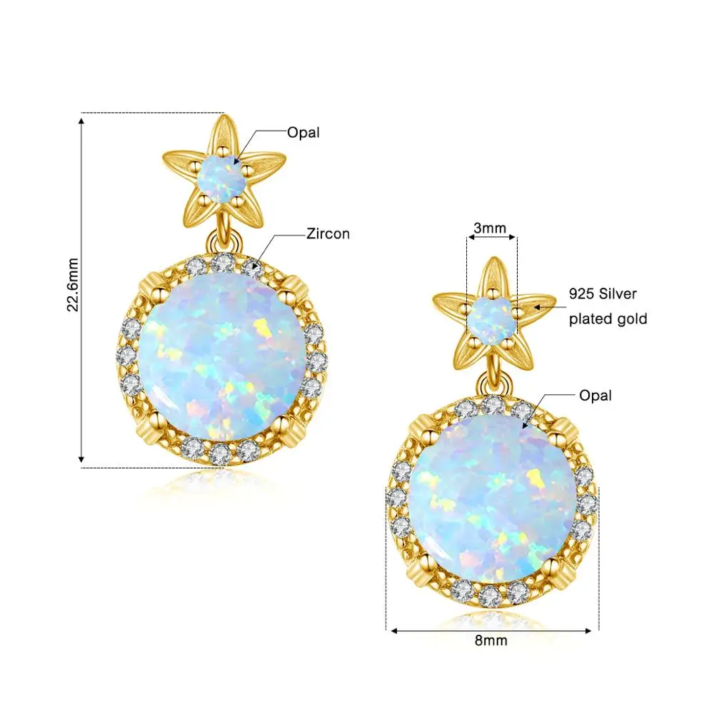 

Silver Chakra Silver Earrings 925 Women White Opal Earrings Exquisite Cute Gemstone 14k Gold Jewelry Wedding Christmas Gifts New