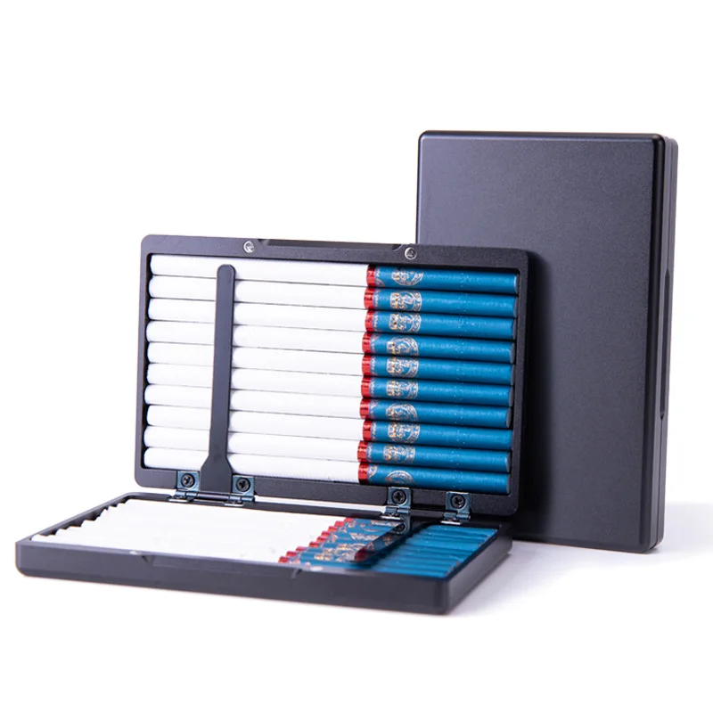 

Тонкая сигарета чехол 20 палочек металлический держатель карманная коробка для курения многофункциональное хранилище кредитные карты ульт...