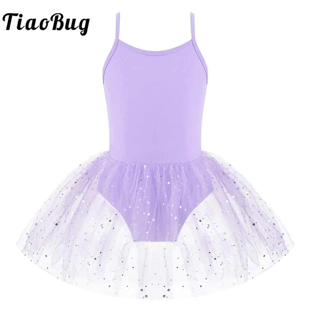 

Mesh Tulle Ballet Leotard Tutu Dress Girls Kids Sequins Rhinestone Dance Costume Sleeveless Figure Skating Gymnastics Clothing