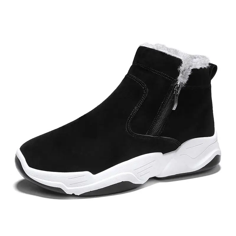 

Black Men's Boots Designer Winter Shoes Men Warm Short Plush Casual Fur Boots Men New Keep Warm Snow Male Boots