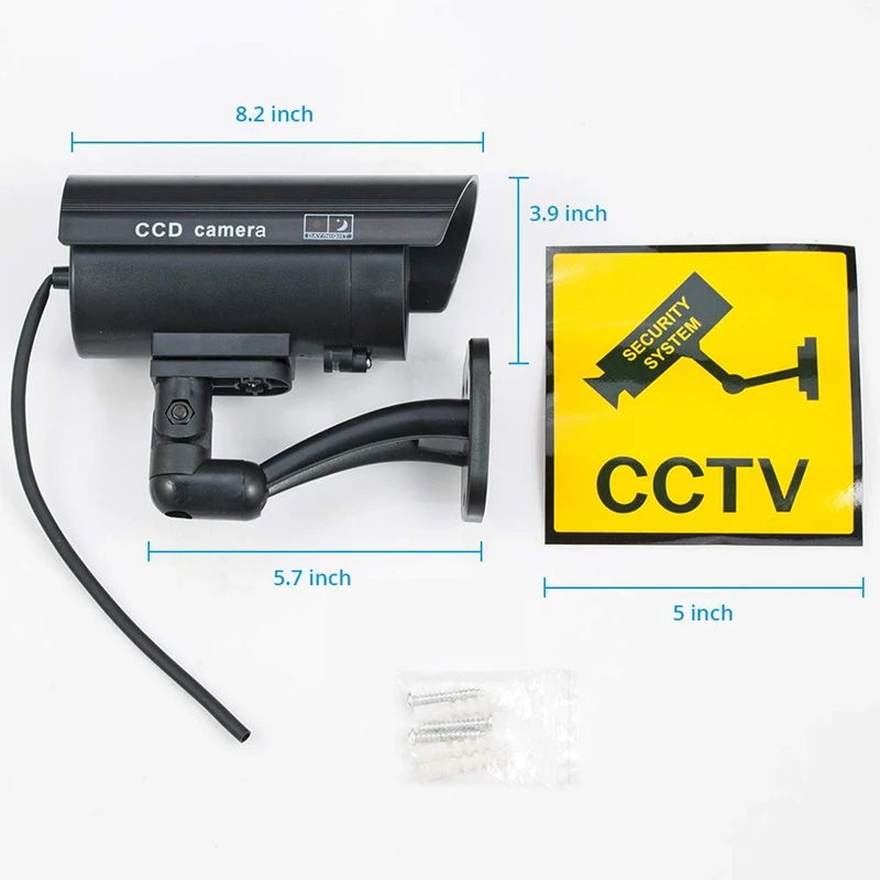 

2Pcs High Simulation Outdoor Indoor Fake Camera with Flashing LED Light Waterproof Home Security Bullet Surveillance CCTV Camera