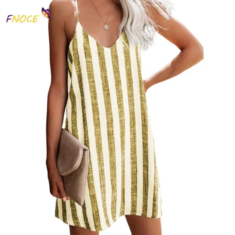 

HAOOHU Sexy Hot fashion Suspender Style Women's Striped Dress clothing Women's Casual