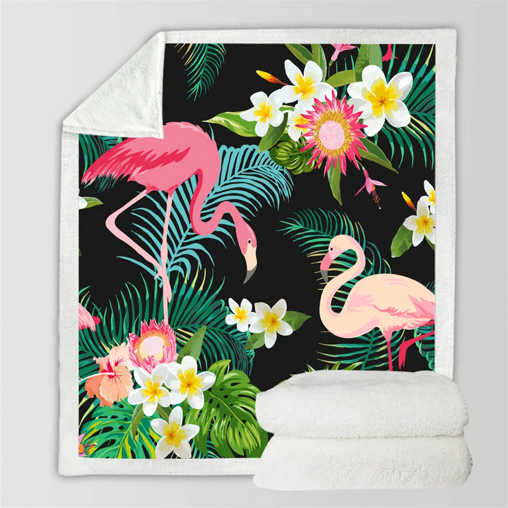 Утолщенное одеяло с фламинго шерпа для кровати плюшевое бабочкой детское