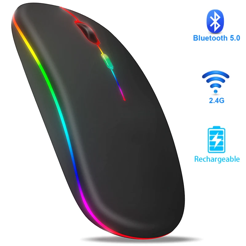 

Wireless Mouse Bluetooth RGB Mouse Computer Rechargeable Mause Silent Ergonomic USB Mice LED Backlit Gaming Mouse For Laptop PC