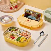 316 stainless steel lunch box cute ins double layer insulated lunch box travel four grid sealed lunch box food storage box