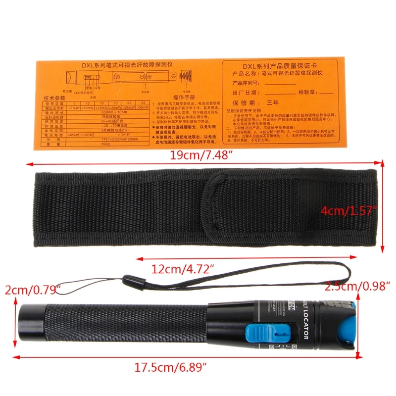 

Visual Fault Locator 1mW Red Light Source Fiber Optic Cable Tester Pen Tool