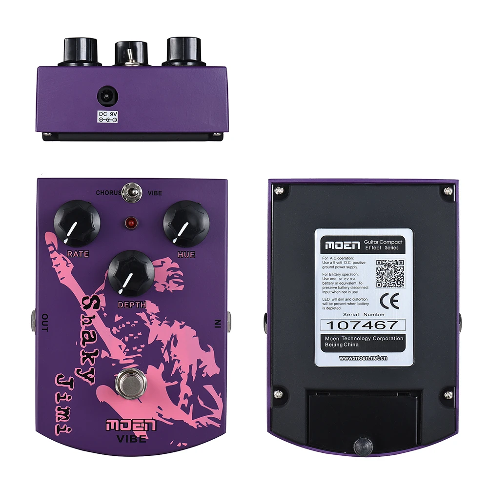 

MOEN Electric Guitar Effects Pedals Shaky Jimi Chorus/ Vibe 2 Modes DEPTH RATE HUE True Bypass