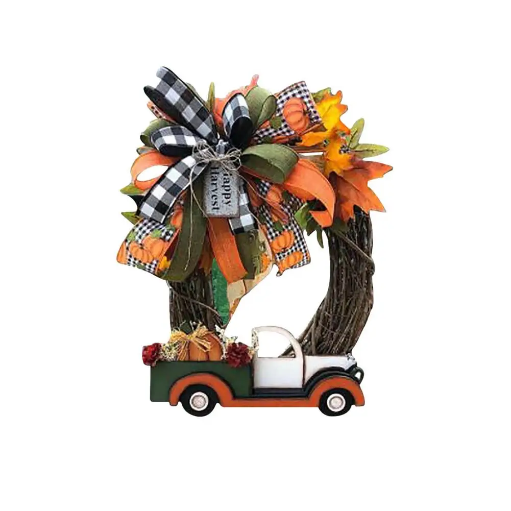 

Artificial Autumn Maple Leaf Farmhouse Pumpkin Truck Fake Garland Wreath Christmas Garden For Thanksgiving Party Home Decoration