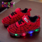 Детские кроссовки со светодиодной подсветкой, сетчатые, для начинающих ходить мальчиков и девочек, размеры 21-35