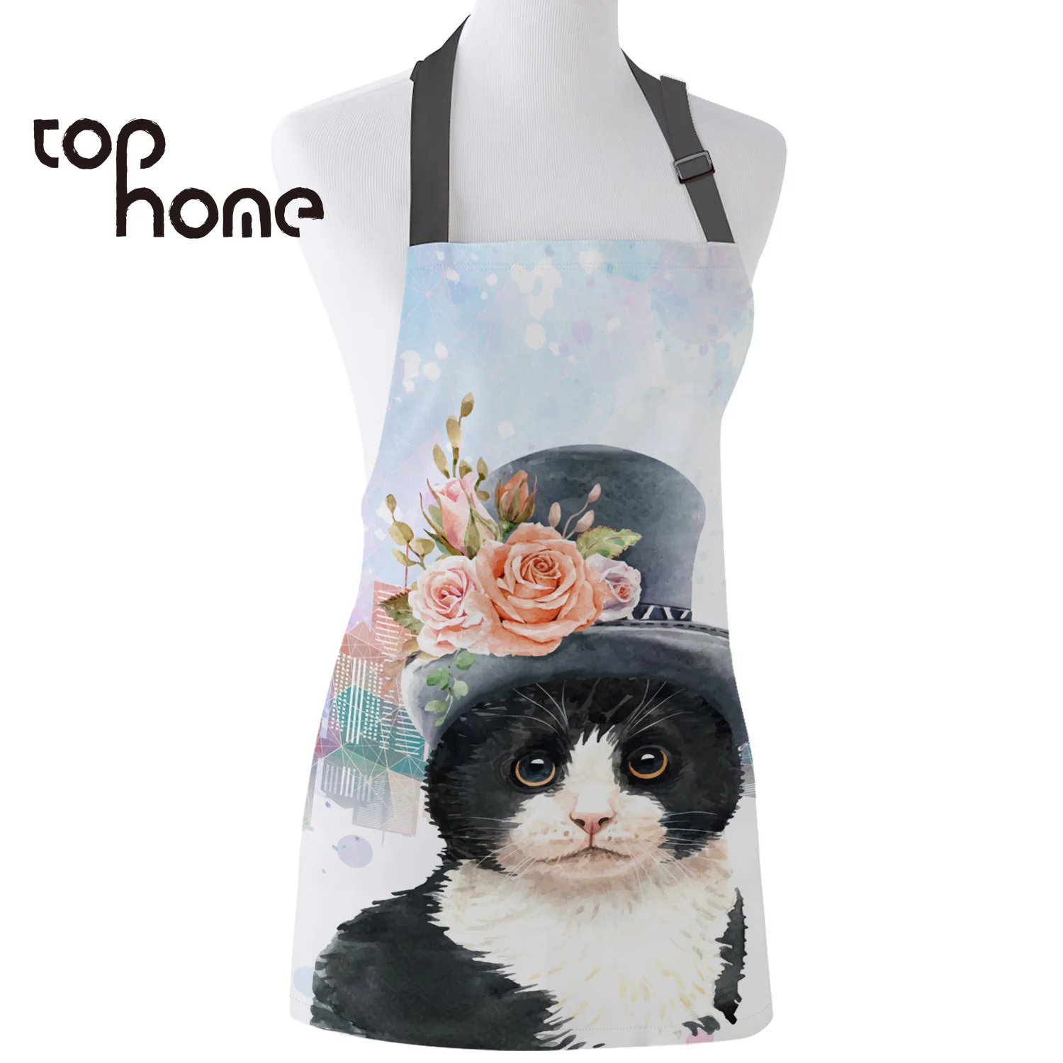 Tophome Кухонный Фартук Ванкувер фон с изображением кота без рукавов Фартуки из
