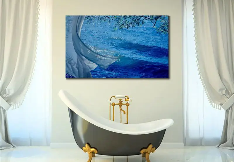 Goedkoop Hedendaagse Kunst Olieverfschilderijen Gentle Wave Zeegezichten Schilderen Kunstwerk Voor Woonkamer Handgeschilderde Mooie Interieur Muur Decor