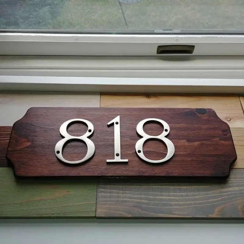 Номер дома 101 мм утапливаемое крепление Матовый никель металл номер двери адрес