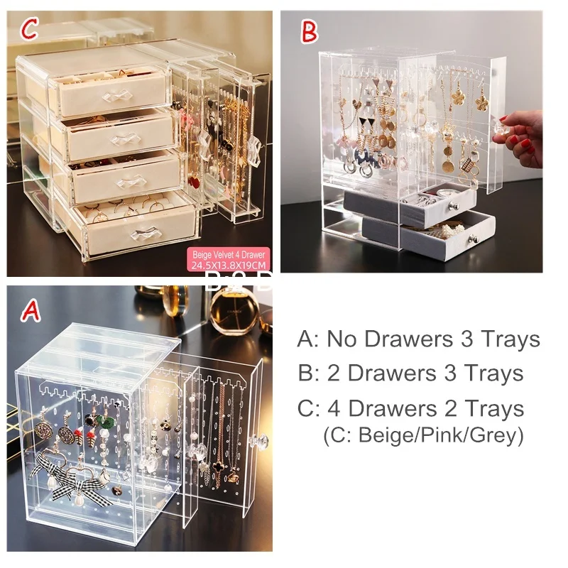 Пылезащитная акриловая шкатулка для драгоценностей ящики хранения подставка