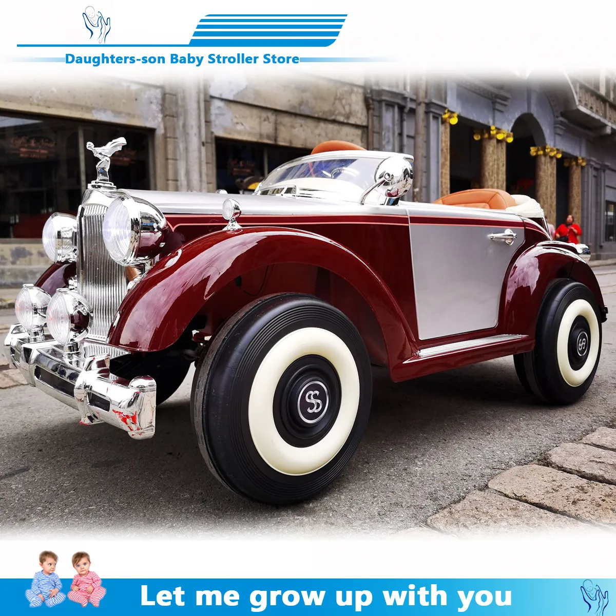 Детский Электрический автомобиль четырехколесный двойной с дистанционным