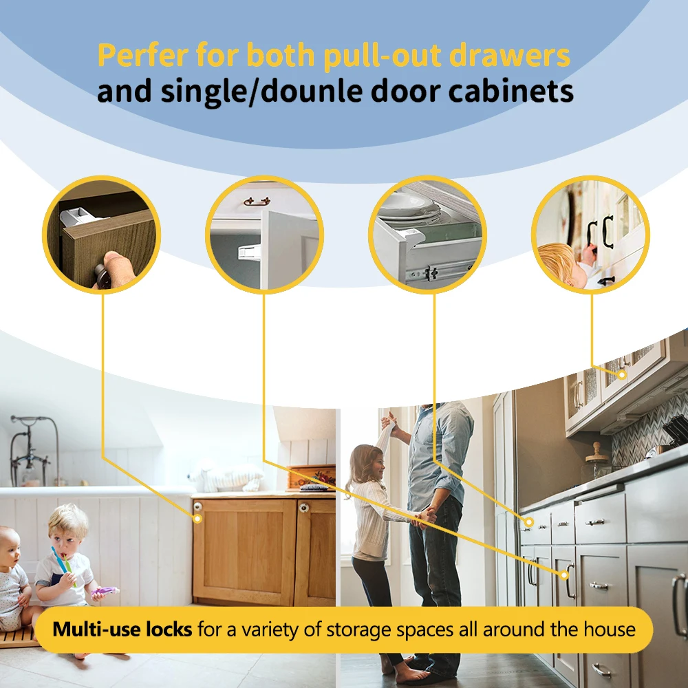 

Magnetic Child Lock 4-12 locks+1-3key Baby Safety Baby Protections Cabinet Door Lock Kids Drawer Locker Security Invisible Locks